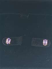 Amethyst Gold-Stone Earrings 14K Yellow Gold 0.82g